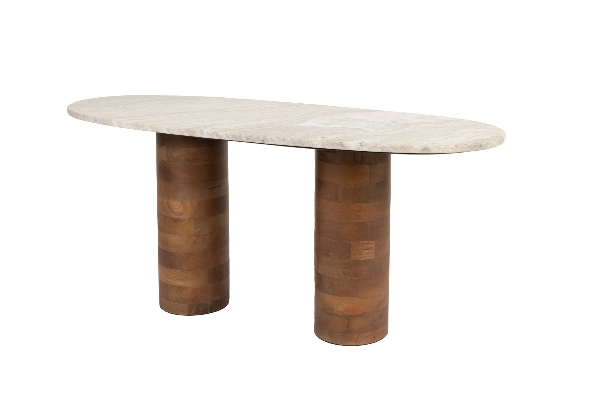 Kouk Mango Wood & Brown Marble Coffee Table